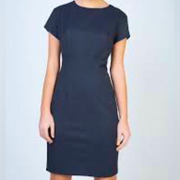 ANTONIO MELANI Dresses & Skirts - Antonio Melani Women's Sheath Pencil Midi Lined Dress, Capped Sleeves, Navy Blue